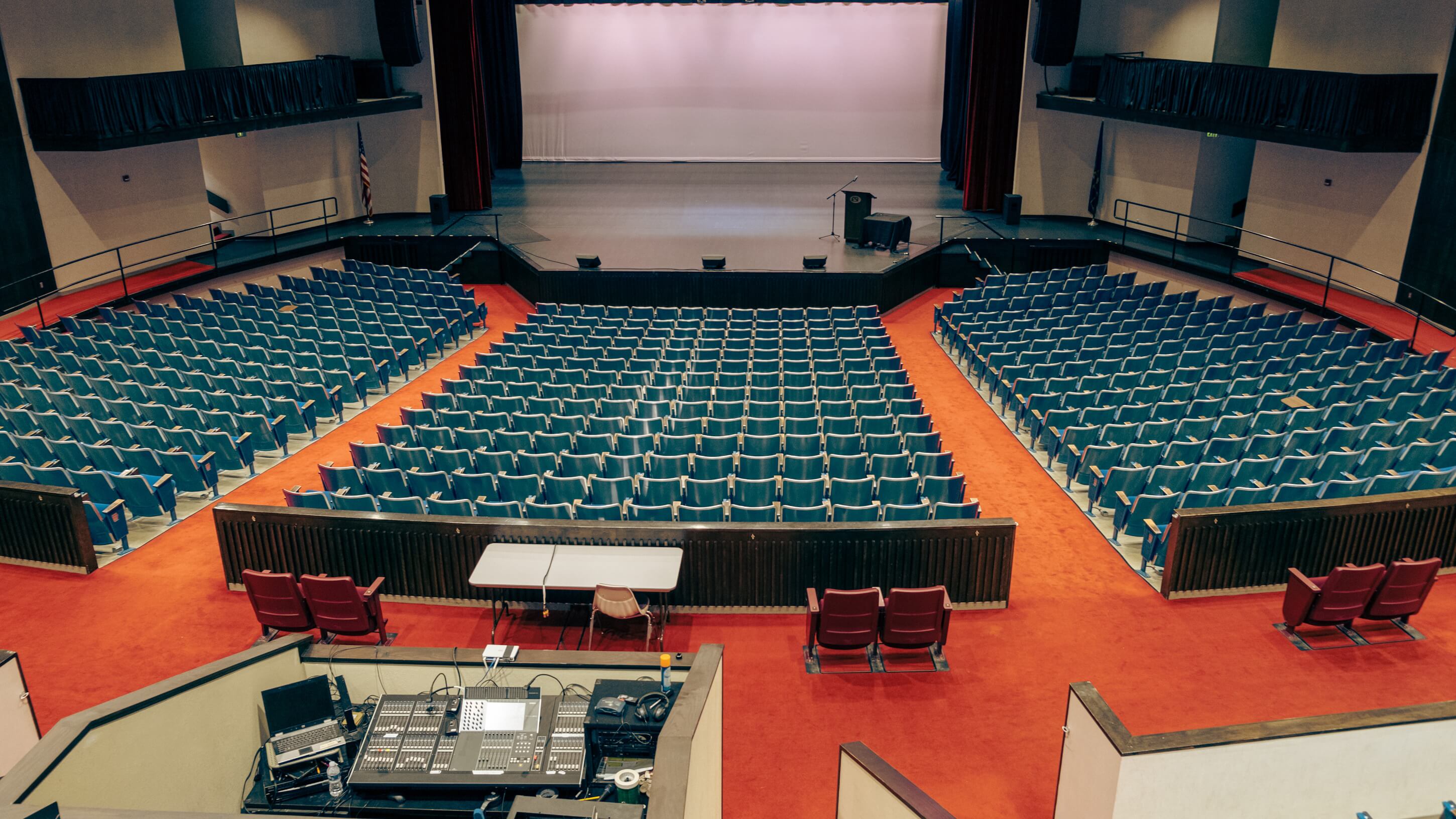 view of the stage from auditorium seats